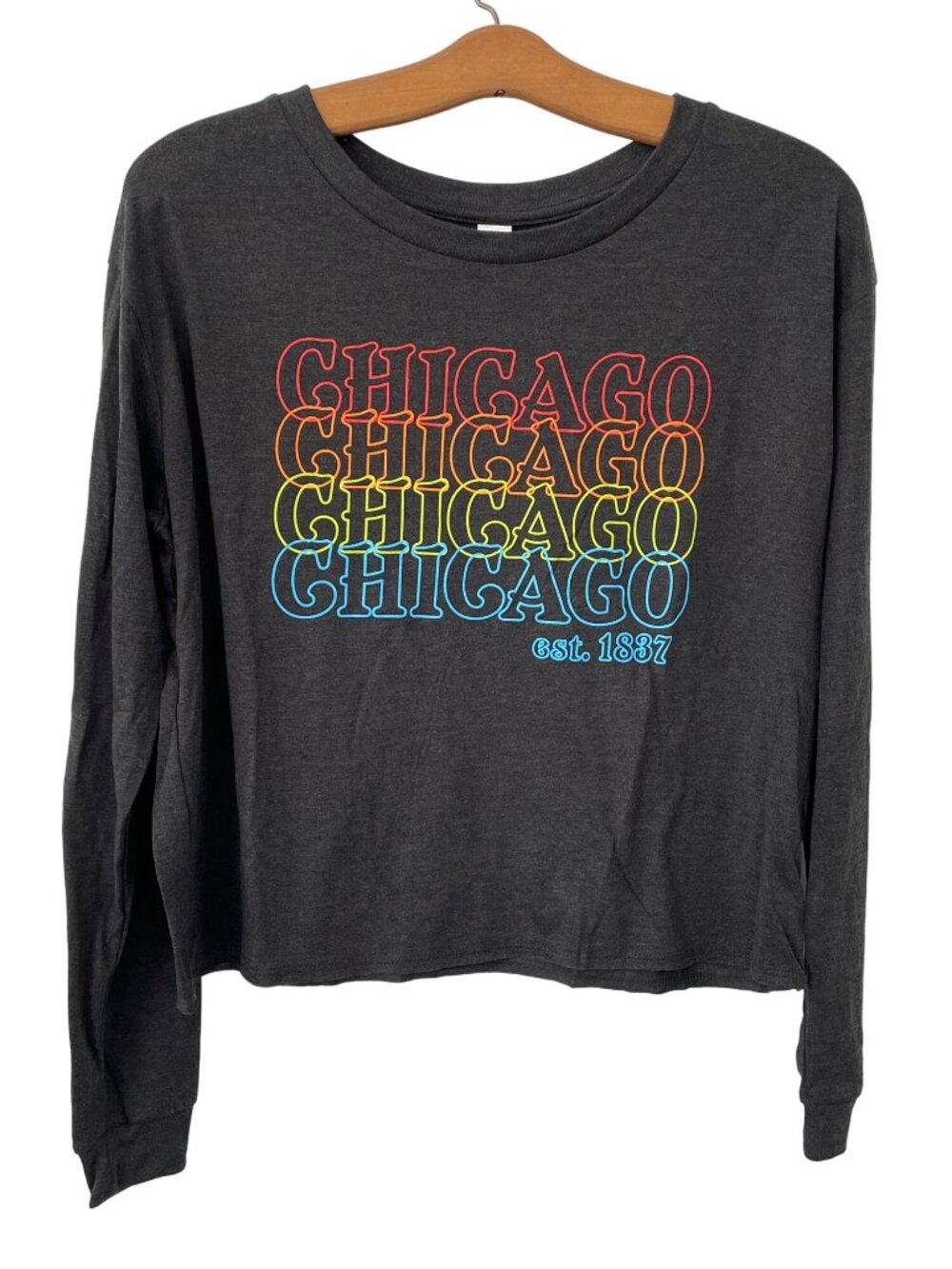Good Land Supply Co. Graphic Tee Medium Chicago Crew Long Sleeve Black Frost NEW